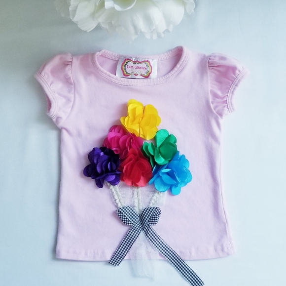 Just Couture Pink Flower Top 100% Cotton Baby Girl Size 3-6M - Picture 2 of 8